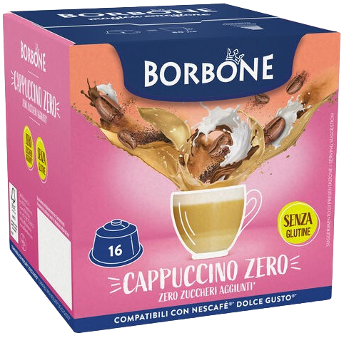 16 קפסולות Caffe Borbone Cappuccino Zero - תואמות למכונות קפה Dolce Gusto