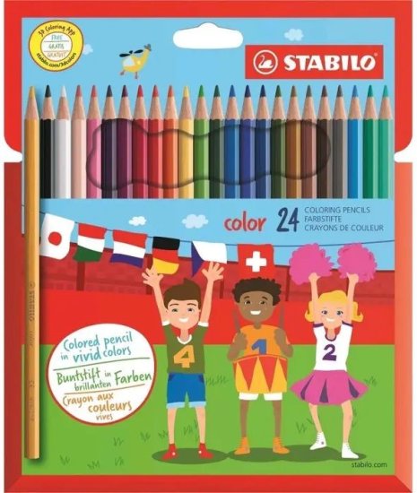 חבילת עפרונות צבעוניים 24 צבעים STABILO Color