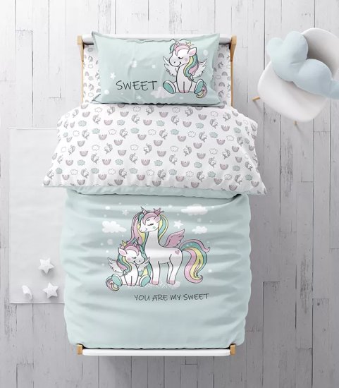 סט מצעים כותנה 70X130 ס"מ דגם Unicorn Sweet מבית Homestyle
