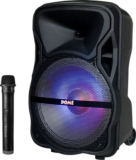 בידורית קריוקי ניידת עם מיקרופון אלחוטי ותאורת דיסקו לד Dome DM-125 1000W