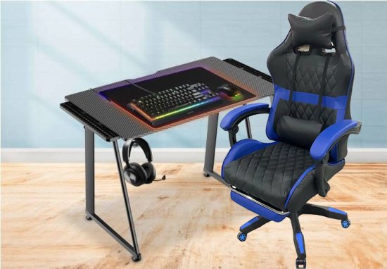 בנדל של שולחן גיימינג מקצועי דגם YUKO + כיסא גיימרים Multigamer מבית Multi Garden - צבע כחול