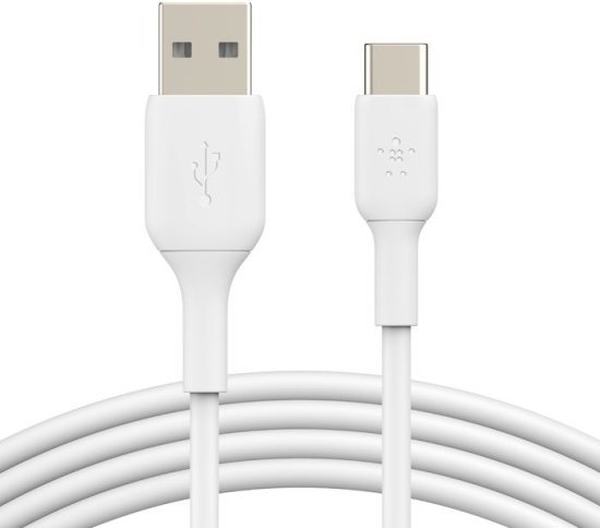 זוג כבלים BoostCharge מ-USB Type-A ל-USB Type-C מבית Belkin - אורך 1 מטר - צבע לבן