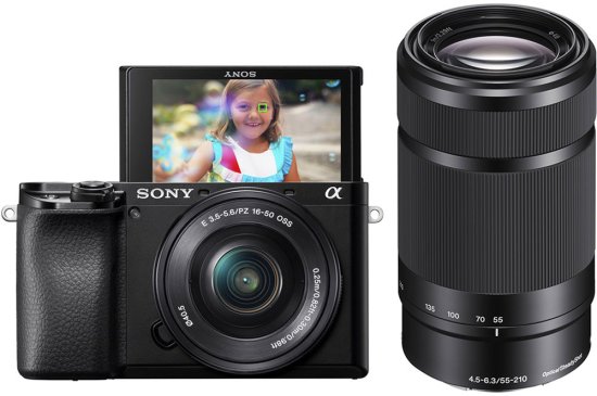 מצלמה דיגיטלית ללא מראה Sony Alpha 6100 APS-C Mirrorless - צבע שחור + עדשת E PZ 16-50mm f/3.5-5.6 OSS ועדשת E 55-210mm f/4.5-6.3 OSS