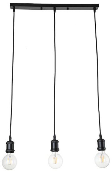 מנורת תלייה בסיס מלבני הברגה 3xE27 עד נורה 60W דגם RETRO מבית OMEGA – צבע שחור