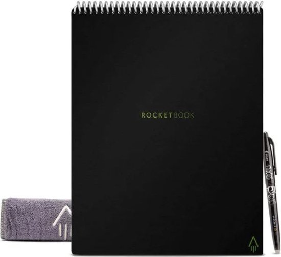 מחברת שורות/נקודות חכמה Letter A4 דגם Flip מבית Rocketbook - צבע שחור