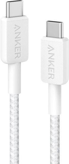 כבל USB Type-C ל-USB Type-C מבית Anker - אורך 1.8 מטר - צבע לבן