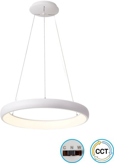 גוף תאורה LED תלוי 96W דגם MANHATTAN מבית OMEGA – צבע לבן – גוון תאורה מתכוונן 3000K/4000K/6500K CCT