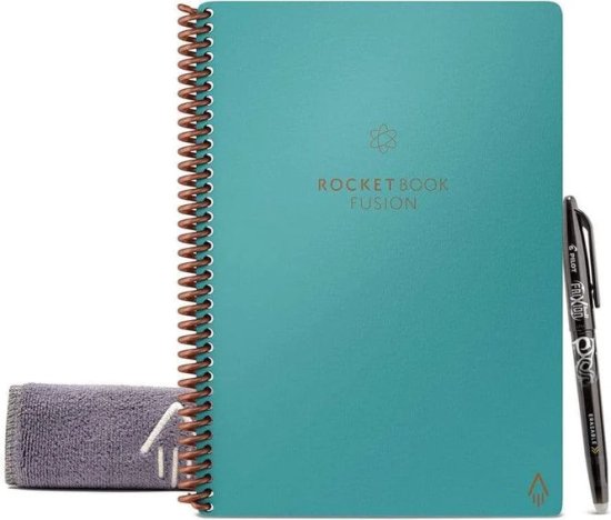 מחברת חכמה עם דפי תכנון Executive A5 דגם Fusion מבית Rocketbook - צבע טורקיז