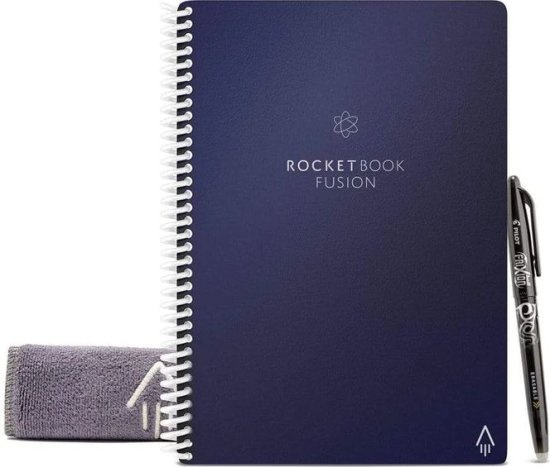 מחברת חכמה עם דפי תכנון Executive A5 דגם Fusion מבית Rocketbook - צבע כחול כהה