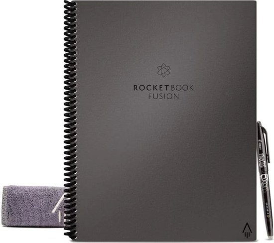 מחברת חכמה עם דפי תכנון Letter A4 דגם Fusion מבית Rocketbook - צבע אפור