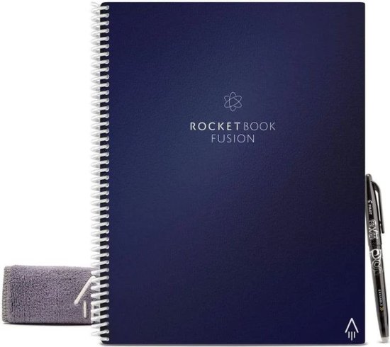 מחברת חכמה עם דפי תכנון Letter A4 דגם Fusion מבית Rocketbook - צבע כחול כהה