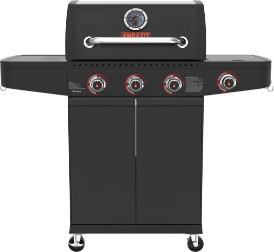 גריל גז 3 מבערים + כירת צד AMGAZIT Black Torch 40