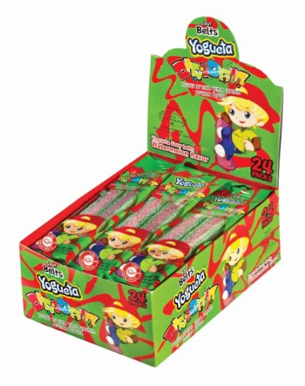 חיספוסים - ממתק חמוץ בצורת שטיח Yogueta - טעם אבטיח 24 חבילות של 50 גרם