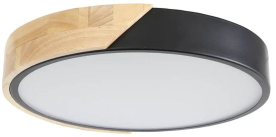 צמוד תקרה עגול 80 ס''מ Semicom QUINTA 96W - גוון אור מתכוונן CCT 3000K-4000K-6000K - צבע שחור / עץ