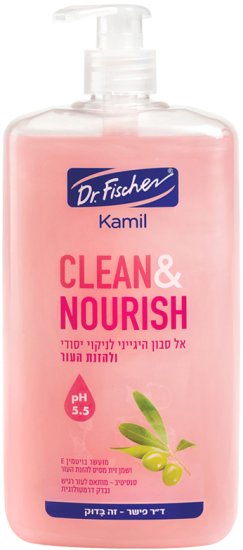Dr. Fischer - אל סבון לידיים ולגוף מועשר בויטמין E ושמן זית - נפח 1 ליטר