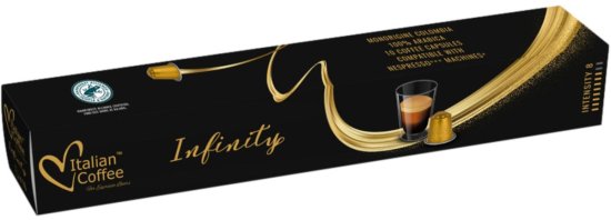 10 קפסולות אלומיניום Italian Coffee Infinity - תואמות למכונות קפה Nespresso