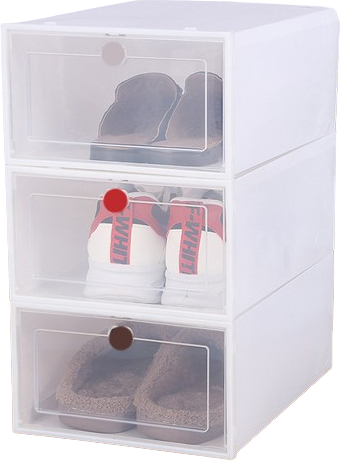 סט 3 קופסאות נעליים מודולריות עם מכסה שקוף HomeSet - צבע לבן