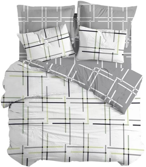 סט מצעים 160X200 ס''מ דגם Mark מבית Homestyle - לבן/אפור – תמונה 2
