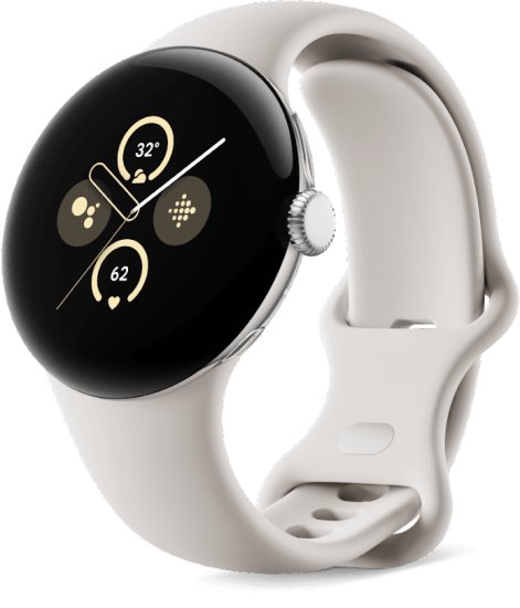שעון חכם Google Pixel Watch 2 קוטר 41mm - צבע שעון Polished Silver Aluminium Case / צבע רצועה Porcelain Active - שנה אחריות