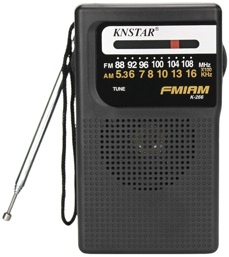 רדיו נייד טרנזיסטור AM/FM אנלוגי קומפקטי דגם K-266 מבית KNSTAR - צבע שחור