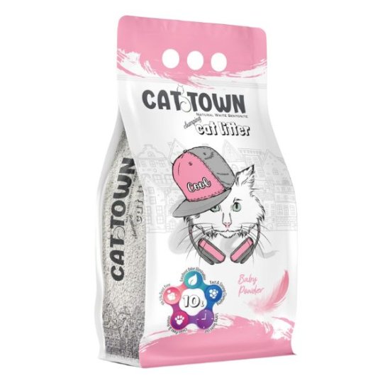 קט טאון Cat Town חול לחתולים מתגבש בניחוח טלק – 10 ליטר