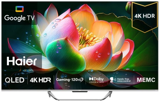 טלוויזיה חכמה ללא מסגרת 65 אינץ' Haier H65S800UX 4K QLED+DLED Google TV - אחריות יבואן רשמי על ידי ניופאן