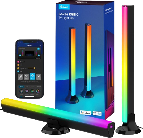 זוג פסי תאורה חכמה לטלוויזיות Govee RGBIC TV Light Bars - לגודל מסך 45-70 אינץ'