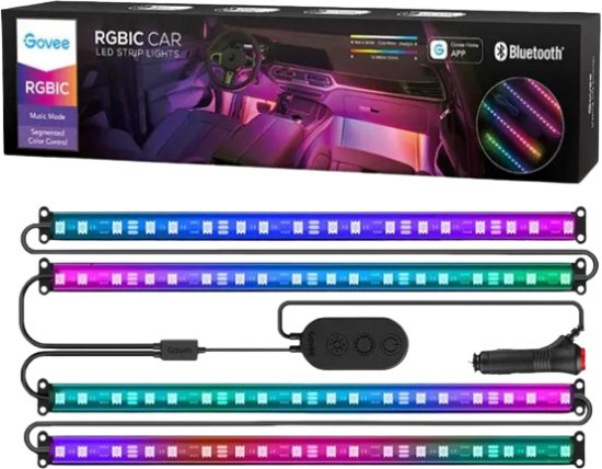 מערכת תאורת פנים לרכב Govee RGBIC - ארבע רצועות באורך 30 ס''מ כל אחת