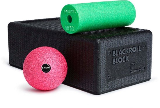 ערכת מוצרים לעיסוי ויוגה דגם Block Set מבית BLACKROLL - צבע שחור/ירוק/ורוד