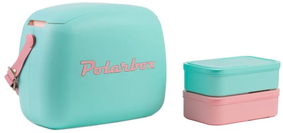 צידנית מעוצבת עם שתי קופסאות מזון 6 ליטר Polarbox - POP - צבע טורקיז וורוד
