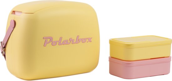 צידנית מעוצבת עם שתי קופסאות מזון 6 ליטר Polarbox - POP - צבע צהוב וורוד