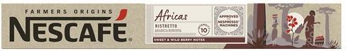 10 קפסולות אלומניום Nescafe Farmers Origins Africas Ristretto - תואמות למכונות קפה Nespresso