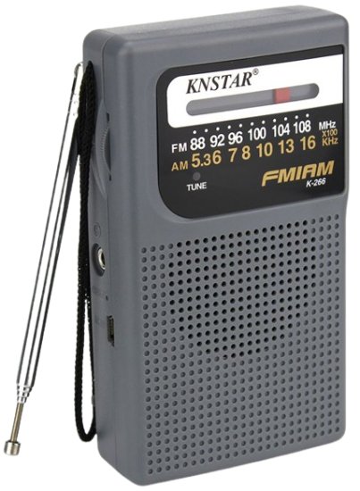 רדיו נייד טרנזיסטור AM/FM אנלוגי קומפקטי דגם K-266 מבית KNSTAR - צבע אפור
