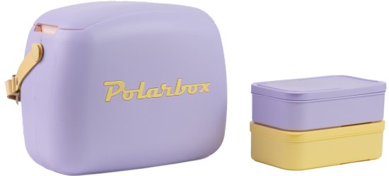 צידנית מעוצבת עם שתי קופסאות מזון 6 ליטר Polarbox - POP - צבע סגול וצהוב