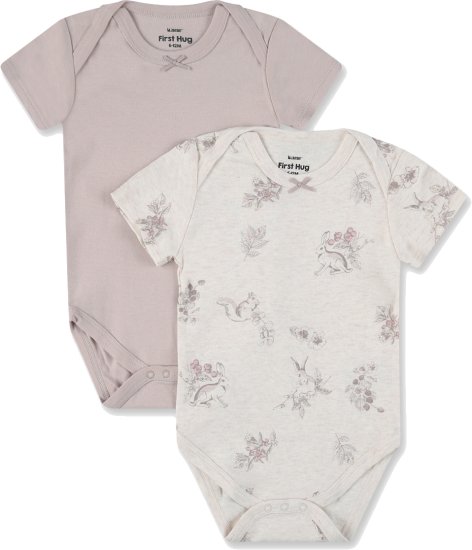 זוג בגדי גוף שרוול קצר 1ST NATURE מבית Minene – צבע שמנת מלאנג'