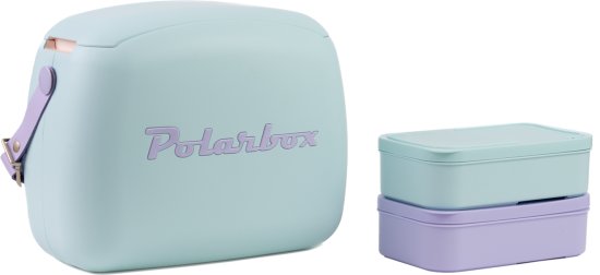 צידנית מעוצבת עם שתי קופסאות מזון 6 ליטר Polarbox - POP - צבע תכלת וסגול