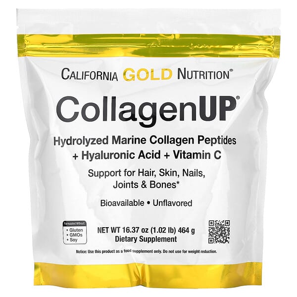 California Gold Nutrition‏, CollagenUP‏, פפטידי קולגן שעברו הידרוליזה ממקור ימי עם חומצה היאלורונית וויטמין C‏, ללא תוספת טעם, 464 גרם (16.37 אונקיות), הזמנה מאייהרב – iHerb