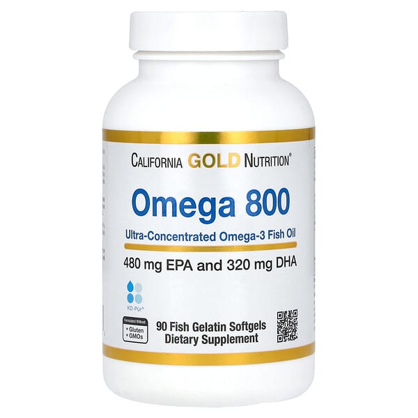 California Gold Nutrition‏, שמן דגים אומגה-3 מרוכז במיוחד Omega 800, בצורת טריגליצריד KD-Pur, ‏1,000 מ"ג, 90 כמוסות ג׳לטין דגים רכות, הזמנה מאייהרב – iHerb