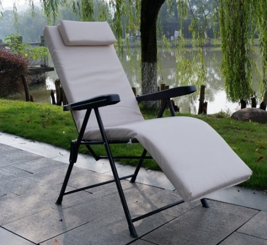 כיסא מתכוונן 7 מצבים כולל כרית ראש Playa CHIR7C - צבע קרם