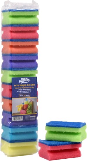 מארז צבעוני ספוג עם סקוטש וידית מבית Hostess - סך הכל 10 יחידות