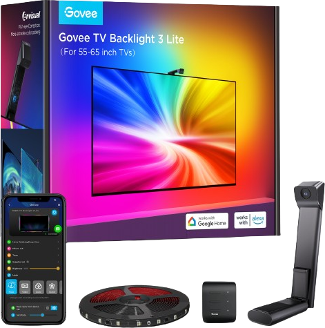 מערכת תאורה חכמה לטלוויזיות עם מצלמה Govee TV 3 Lite - לגודל מסך 55-65 אינץ'