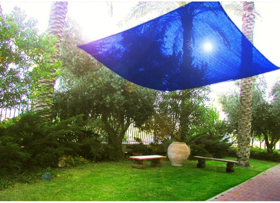 רשת צל UV תפירה+טבעות מבית Green - גודל 3x4 מטר - צבע כחול