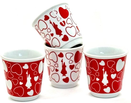 סט 4 כוסות אספרסו ביקריני מבית Bialetti - עיצוב לבבות