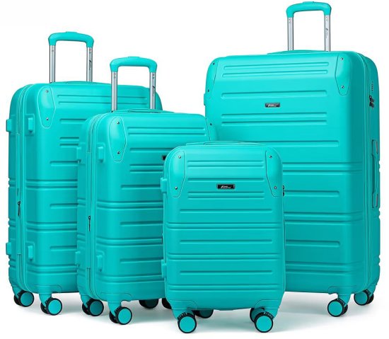 סט מזוודות קשיחות 20+24+28+32 אינץ' דגם Biden מבית Camel Mountain – צבע טורקיז