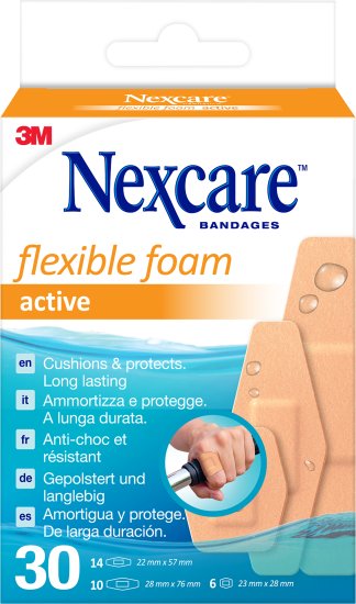 פלסטרים נמתחים אקטיב מעורב מבית Nexcare – סך הכל 30 יחידות בגדלים שונים