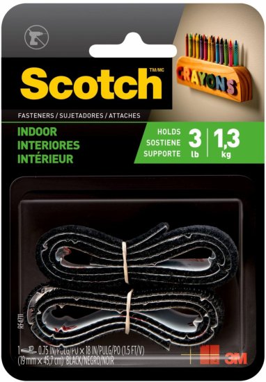 סרט ולקרו שחור להדבקה באורך 45.7 ס"מ 3M Scotch – צבע שחור