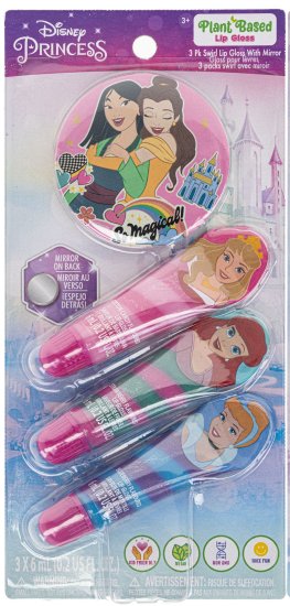 מארז שפתוני גלוס ומראה מבית דיסני – נסיכות דיסני