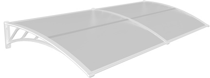 גגון גשם לדלת/חלון 240x100 ס''מ דגם קנדה K מבית Garden Top - צבע לבן/שקוף חלבי