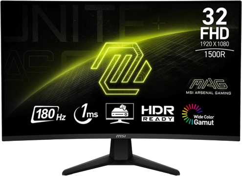 מסך מחשב גיימינג קעור ''MSI MAG 32C6 Curved FHD 180Hz 31.5