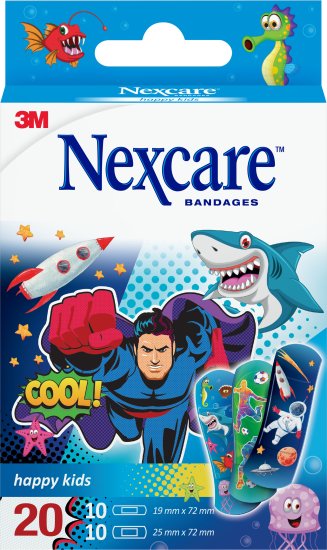 פלסטרים לילדים בעיצוב מגניב מבית Nexcare - סך הכל 20 יחידות